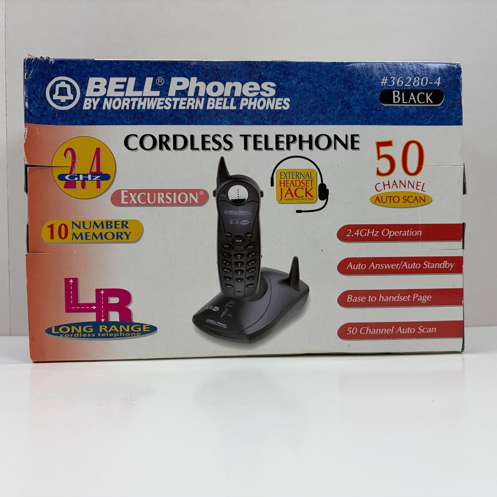 Bell Phones Northwestern Bell Excursion 2.4GHz Cordless Phone Black 36280-4 NOS
